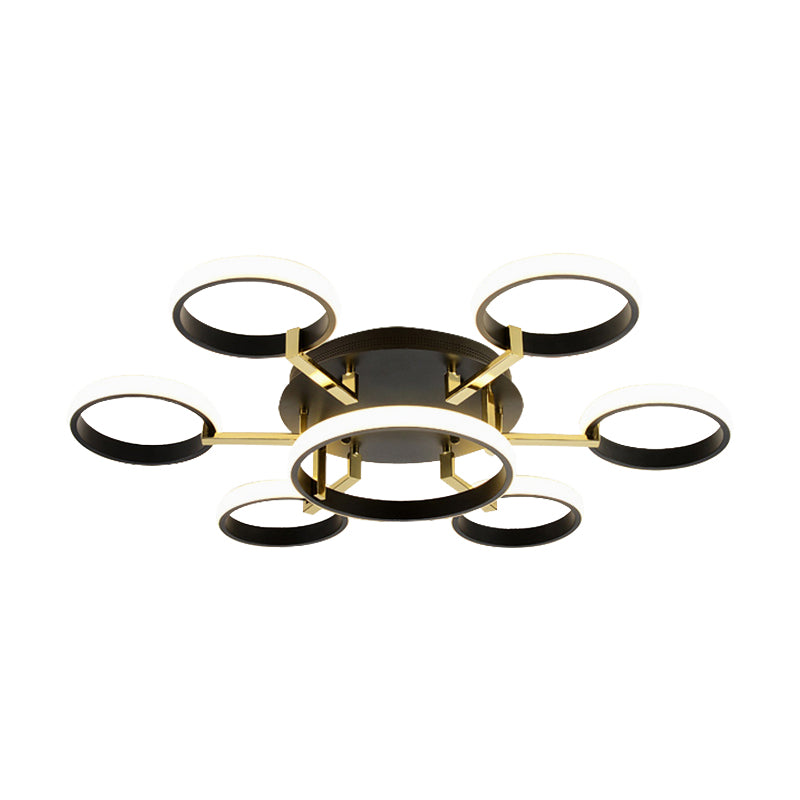 Sputnik Rubor Mount Techo Moderno Acrílico 7/9 Luces Salón Integrado LED Iluminación Techo en Negro