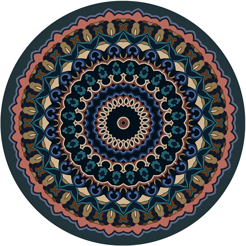 Moroccan Mandala Rug Multi-Colored Synthetics Rug Stain Resistant Anti-Slip Machine Washable Carpet for Dining Room
