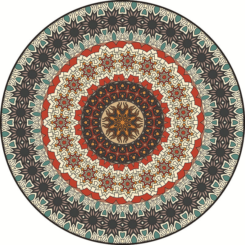 Traditional Multi Color Moroccan Rug Polypropylene Mandala Area Carpet Anti-Slip Machine Washable Stain Resistant Rug for Rome