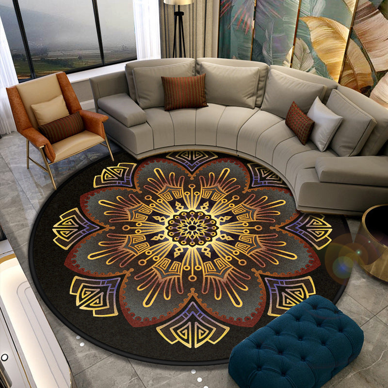 Turkish Style Living Room Rug Multicolor Flower Patterned Carpet Synthetics Pet Friendly Machine Washable Non-Slip Rug