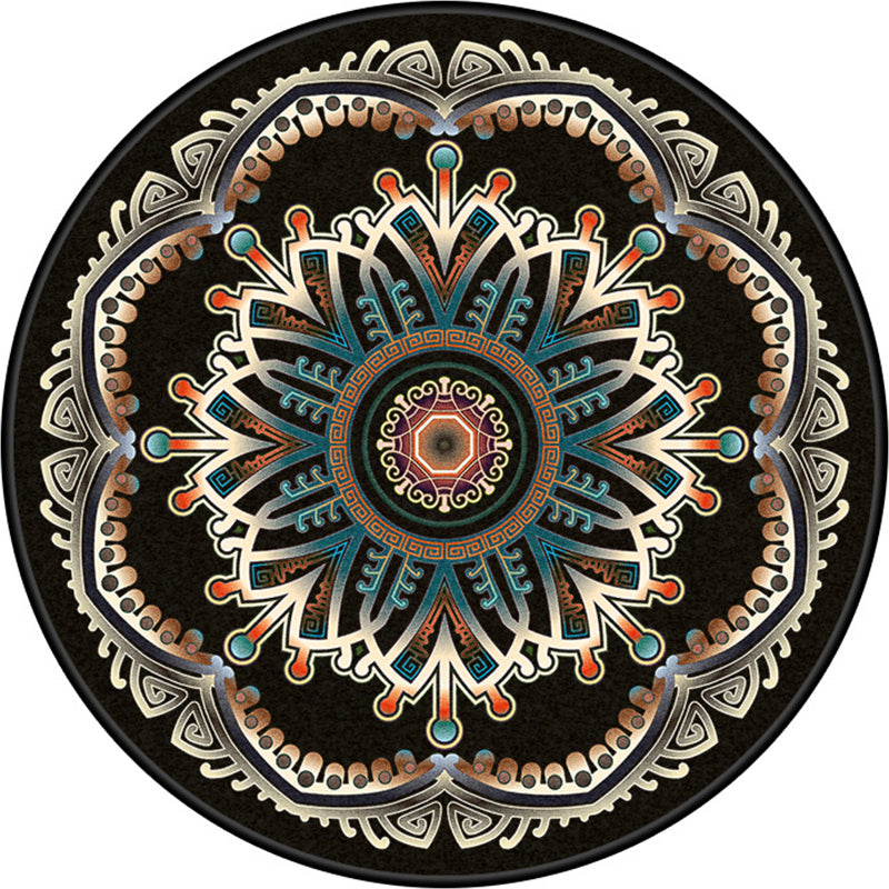 Turkish Style Living Room Rug Multicolor Flower Patterned Carpet Synthetics Pet Friendly Machine Washable Non-Slip Rug