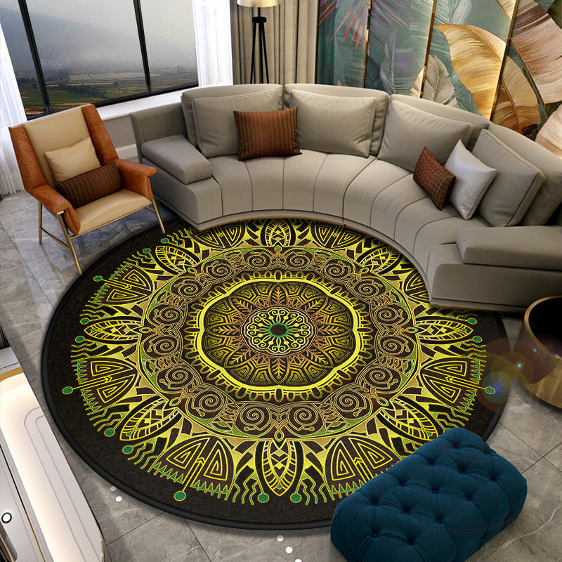 Turkish Style Living Room Rug Multicolor Flower Patterned Carpet Synthetics Pet Friendly Machine Washable Non-Slip Rug