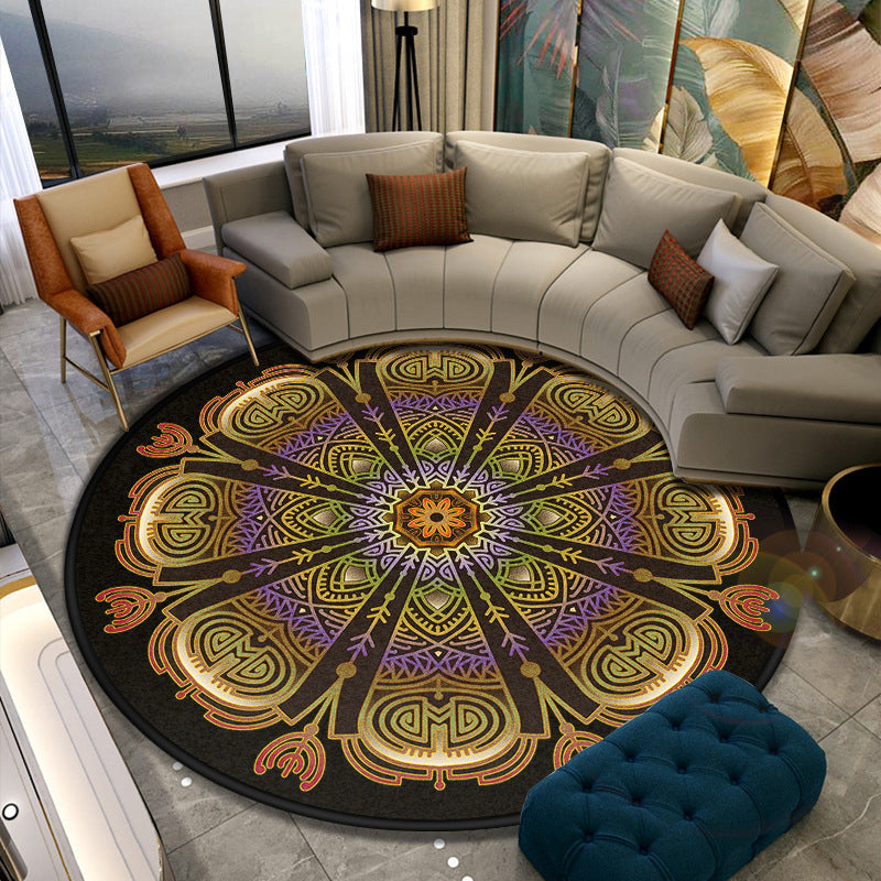 Turkish Style Living Room Rug Multicolor Flower Patterned Carpet Synthetics Pet Friendly Machine Washable Non-Slip Rug