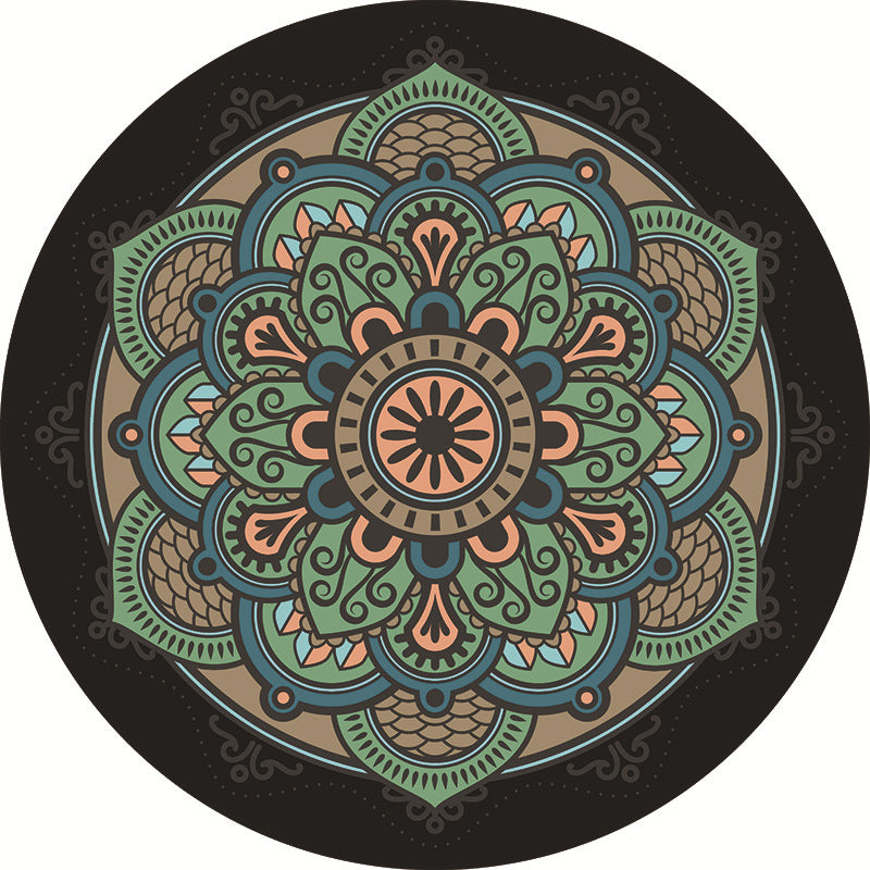 Synthétique Mandala multicolore unique Synthétique Rapis marocain Tacler résistant Machine de support non glissée Rapier lavable pour la porte d'entrée