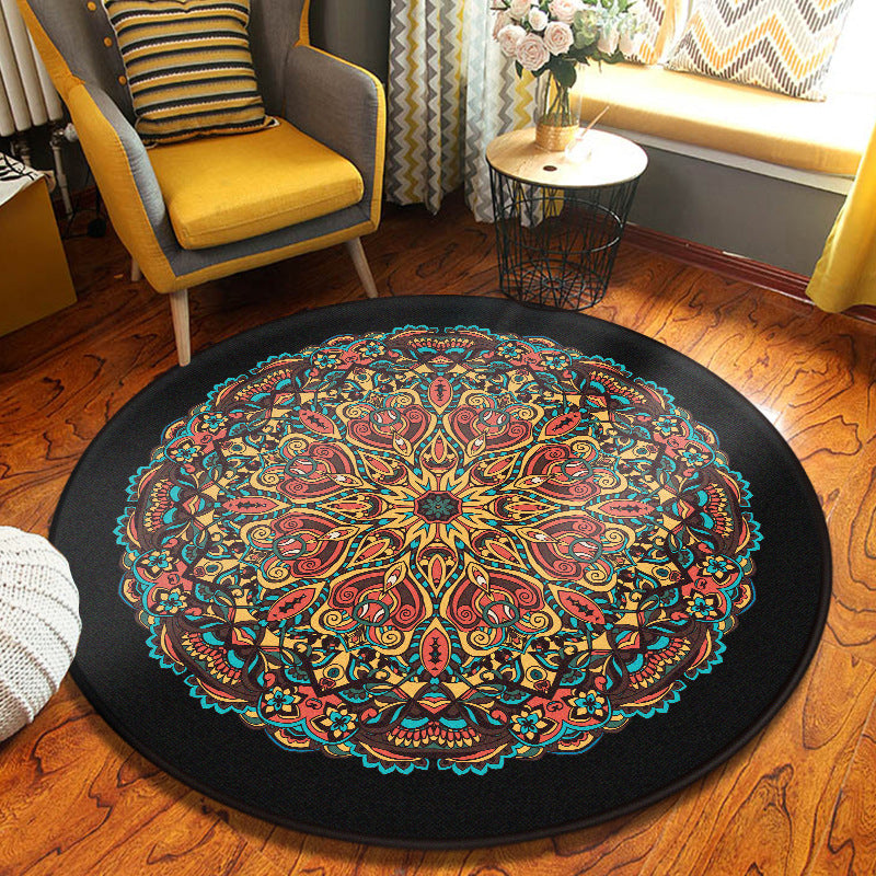 Dekorativer Kaleidoskop-Teppich, mehrfarbig, türkischer Teppich, Polyester, waschbar, schmutzabweisend, rutschfeste Rückseite, Teppich für Wohnzimmer