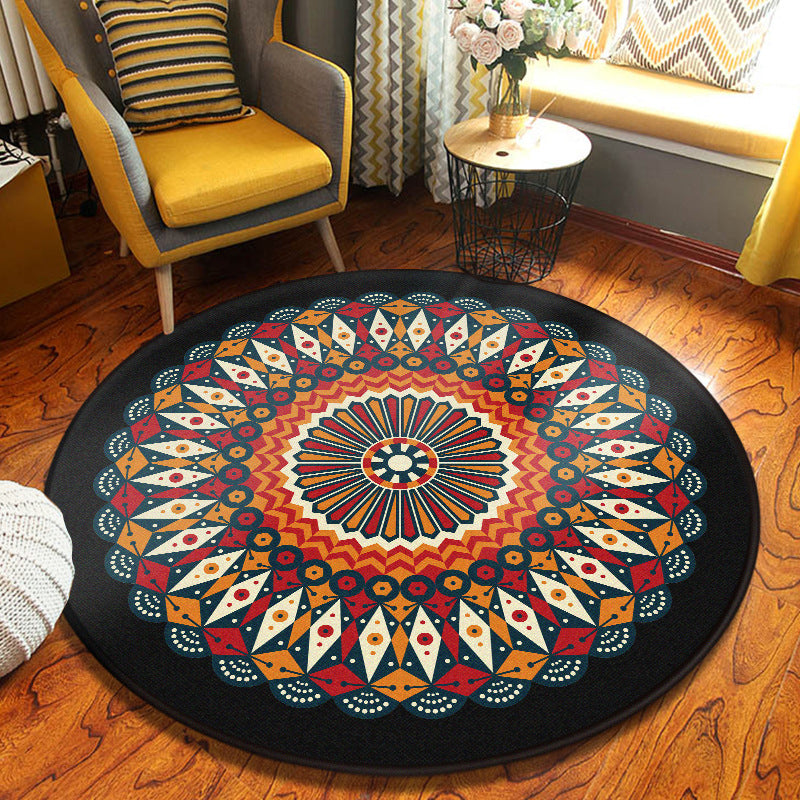 Dekorativer Kaleidoskop-Teppich, mehrfarbig, türkischer Teppich, Polyester, waschbar, schmutzabweisend, rutschfeste Rückseite, Teppich für Wohnzimmer