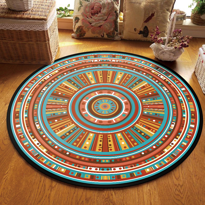 Multi Colored Living Room Rug Moroccan Tribal Flower Print Rug Synthetics Pet Friendly Anti-Slip Backing Washable Area Carpet