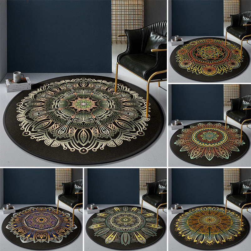 Persian Bedroom Rug Multi-Color Tribal Flower Rug Polyester Stain Resistant Anti-Slip Backing Washable Area Carpet