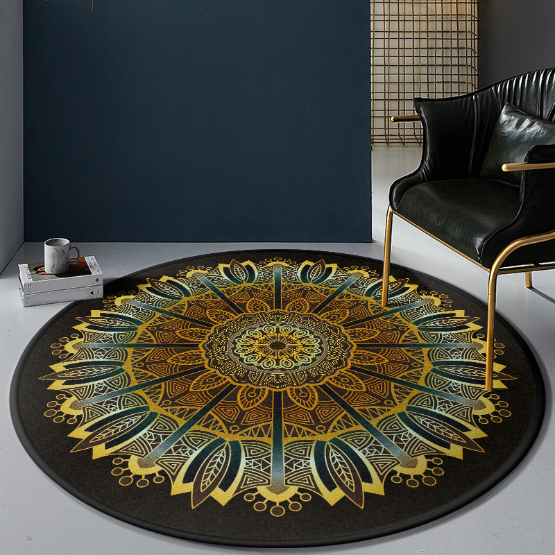 Persian Bedroom Rug Multi-Color Tribal Flower Rug Polyester Stain Resistant Anti-Slip Backing Washable Area Carpet