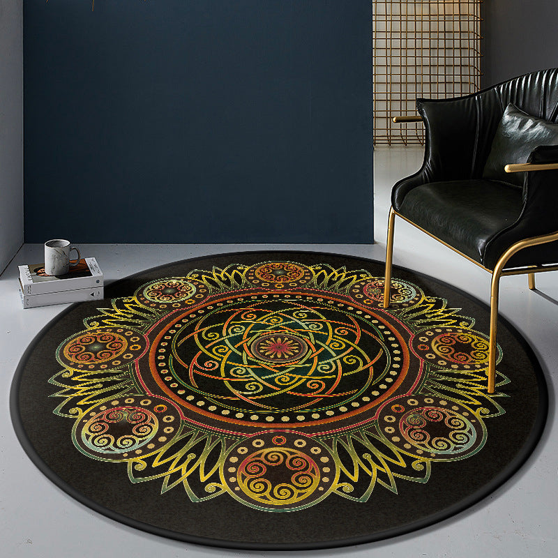 Persian Bedroom Rug Multi-Color Tribal Flower Rug Polyester Stain Resistant Anti-Slip Backing Washable Area Carpet
