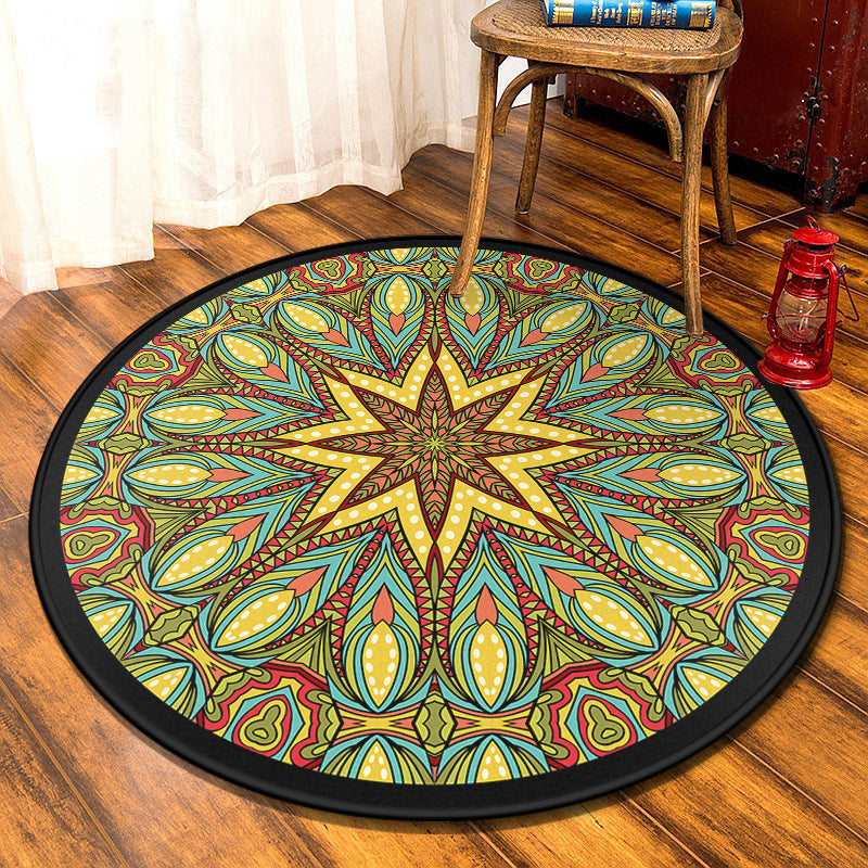 Multi-Colored Moroccan Rug Synthetics Mandala Area Rug Anti-Slip Stain Resistant Washable Carpet for Family Room