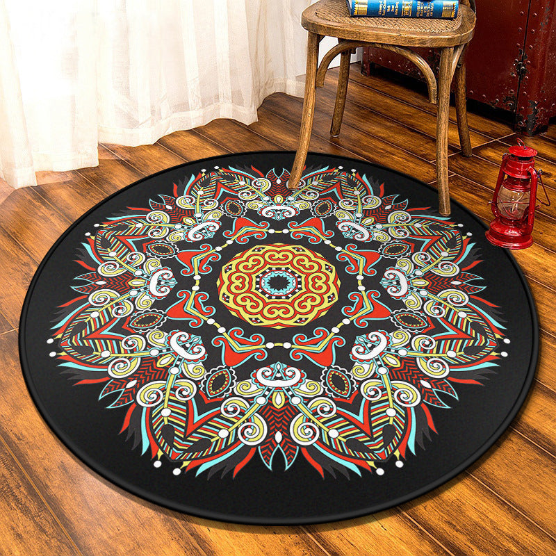 Multi-Colored Moroccan Rug Synthetics Mandala Area Rug Anti-Slip Stain Resistant Washable Carpet for Family Room