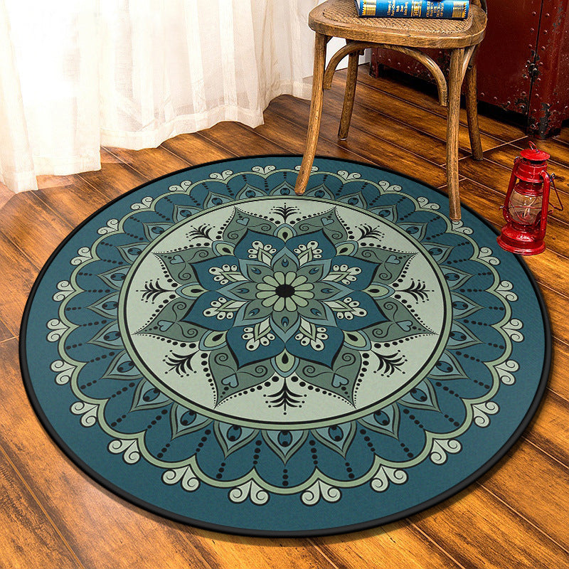 Multi-Colored Moroccan Rug Synthetics Mandala Area Rug Anti-Slip Stain Resistant Washable Carpet for Family Room