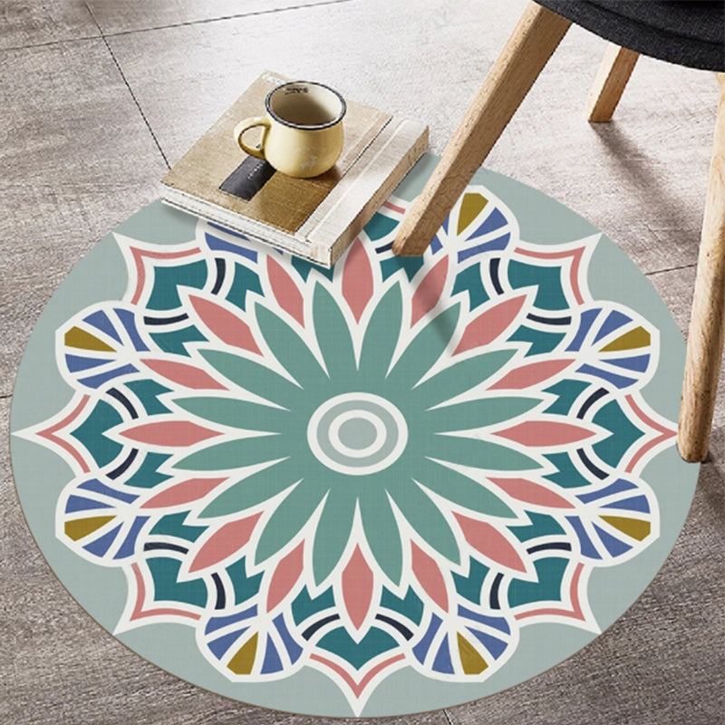 Chic Multi Color Persian Rug Polyester Flower Print Carpet Washable Anti-Slip Pet Friendly Rug for Home