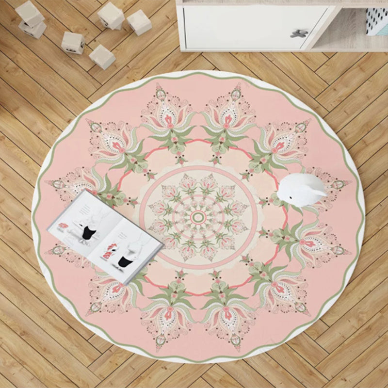 Chic Multi Color Persian Rug Polyester Flower Print Carpet Washable Anti-Slip Pet Friendly Rug for Home