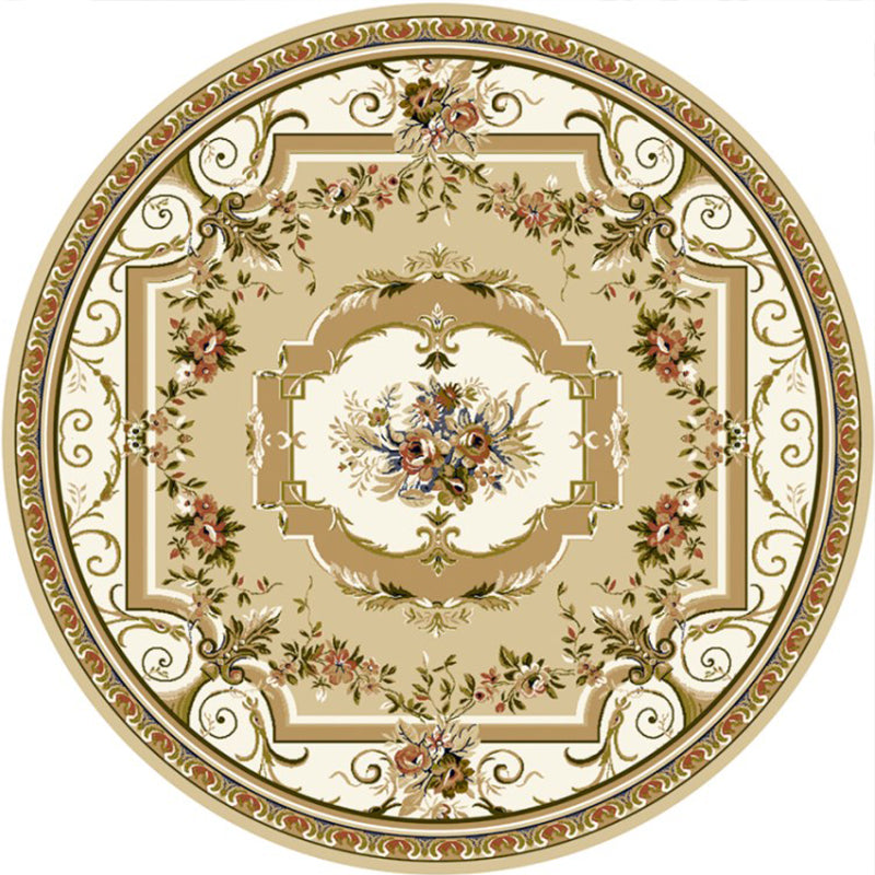 Chic Multi Color Persian Rug Polyester Flower Print Carpet Washable Anti-Slip Pet Friendly Rug for Home