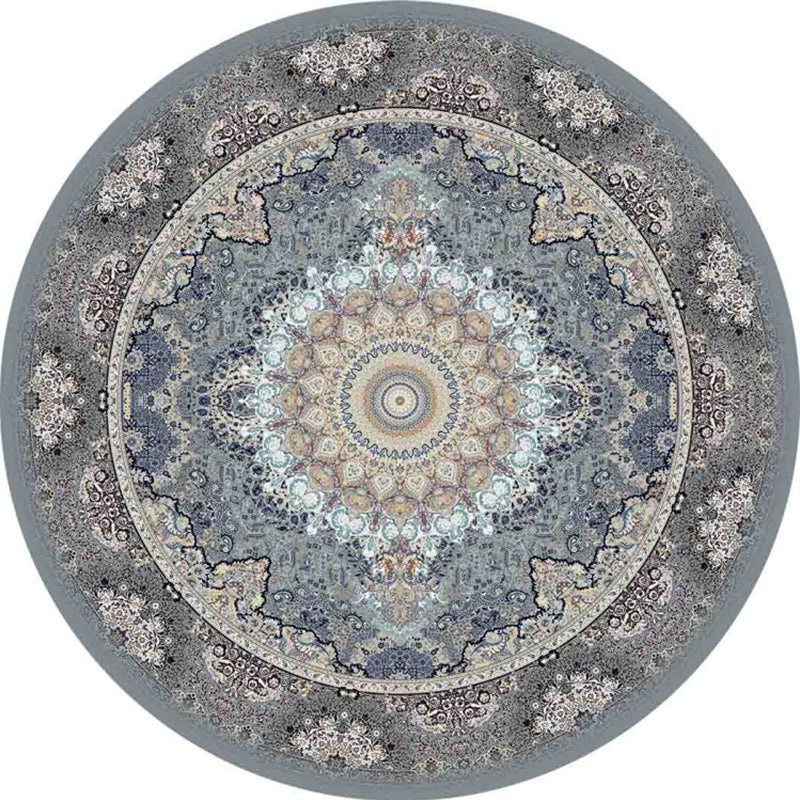 Chic Multi Color Persian Rug Polyester Flower Print Carpet Washable Anti-Slip Pet Friendly Rug for Home