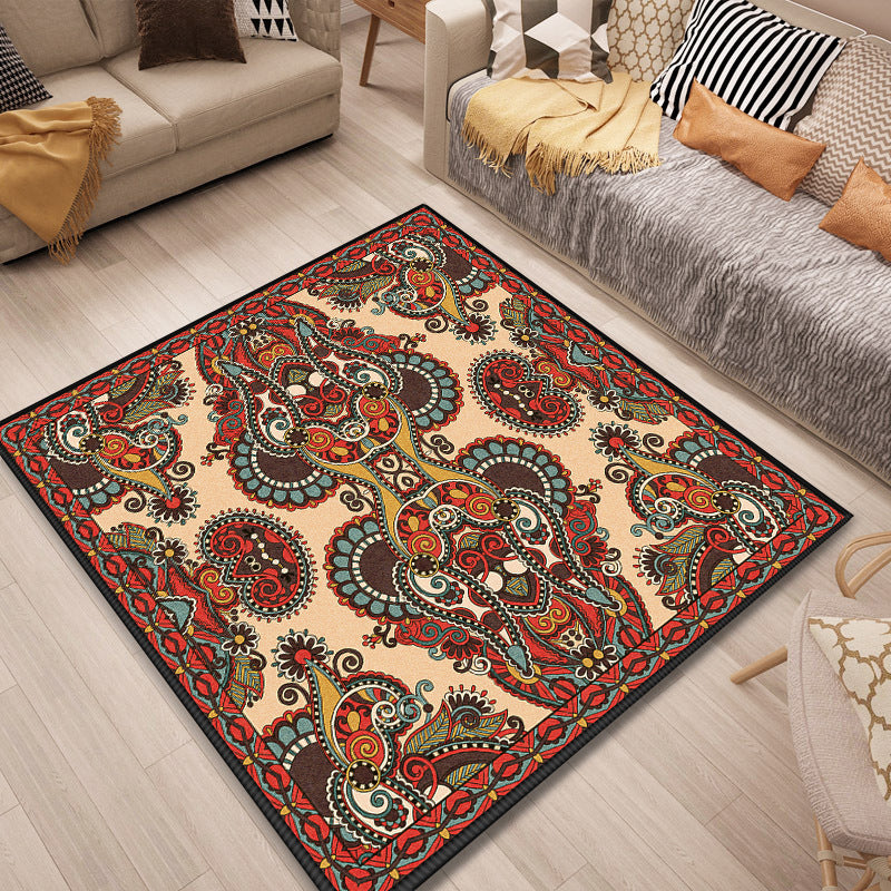 Persian Door Rug Multi Color Tribal Print Carpet Polypropylene Pet Friendly Non-Slip Stain Resistant Area Rug