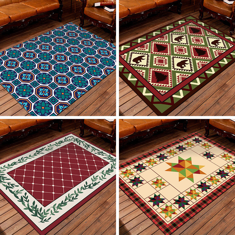 Nostalgic Persian Rug Multi Colored Trellis Carpet Non-Slip Washable Pet Friendly Rug for Living Room