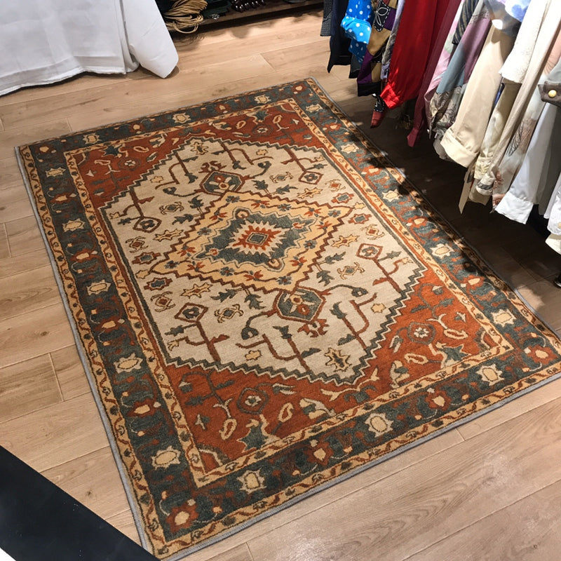 Retro Multicolor Moroccan Rug Synthetics Floral Patterned Rug Anti-Slip Washable Pet Friendly Carpet for Family Room