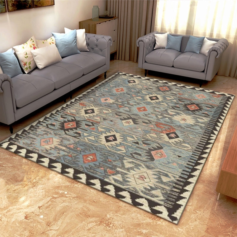 Retro Multicolor Moroccan Rug Synthetics Floral Patterned Rug Anti-Slip Washable Pet Friendly Carpet for Family Room