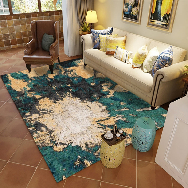 Retro Multicolor Moroccan Rug Synthetics Floral Patterned Rug Anti-Slip Washable Pet Friendly Carpet for Family Room