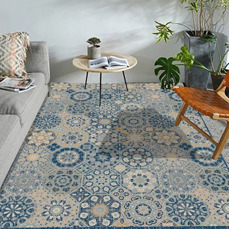 Unusual Rhombus Patterned Rug Multi-Color Moroccan Rug Polyester Pet Friendly Stain Resistant Non-Slip Carpet for Great Room