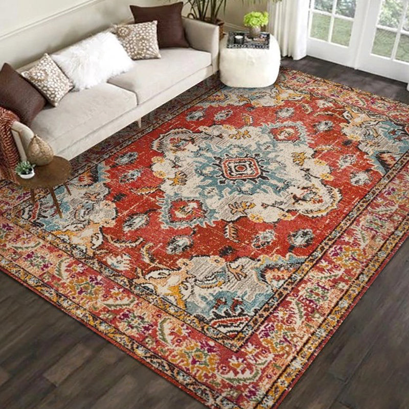 Exotic Geometric Patterned Rug Multicolored Moroccan Rug Polypropylene Stain Resistant Non-Slip Backing Machine Washable Carpet for Room