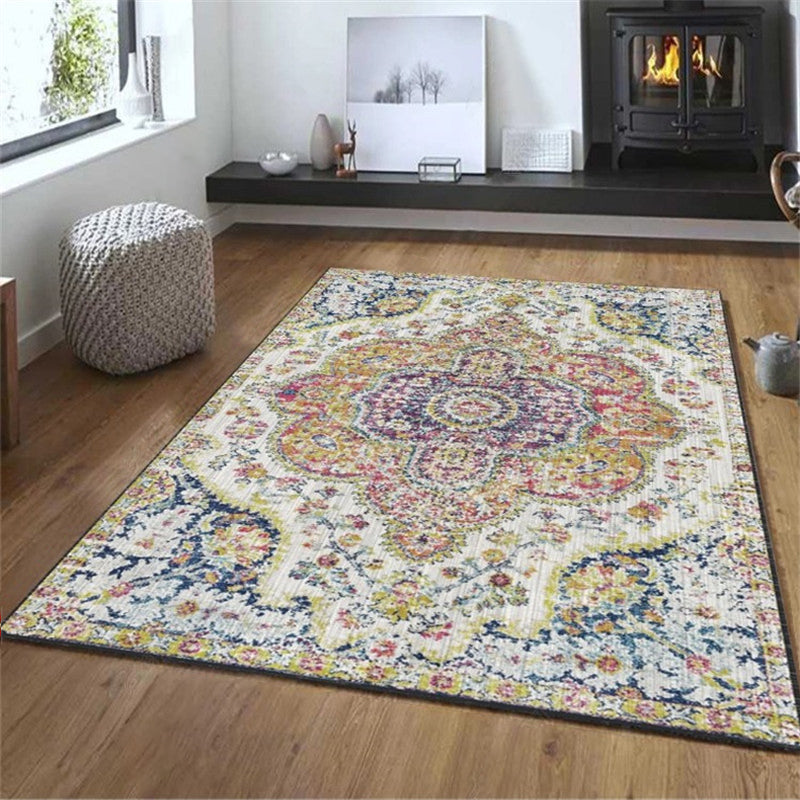 Exotic Geometric Patterned Rug Multicolored Moroccan Rug Polypropylene Stain Resistant Non-Slip Backing Machine Washable Carpet for Room