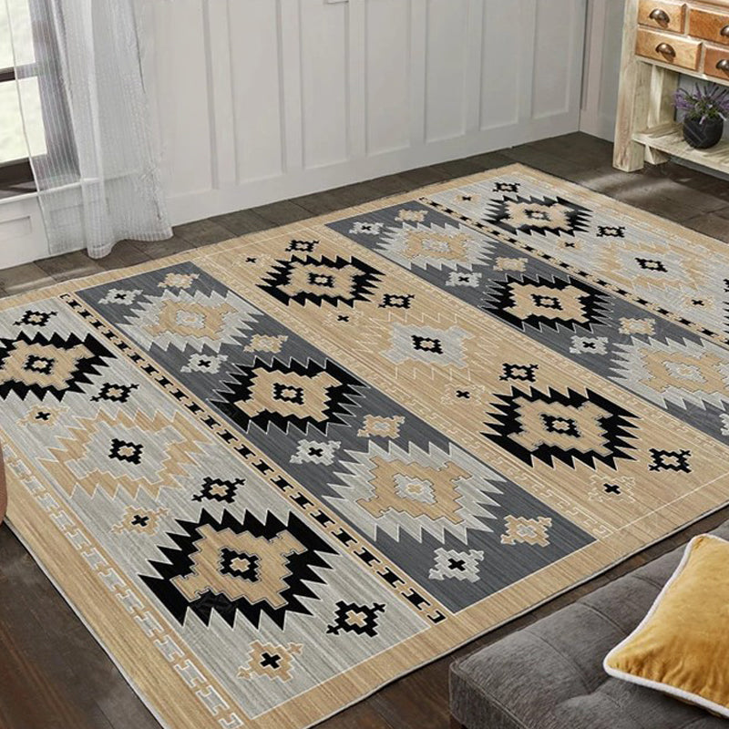Exotic Geometric Patterned Rug Multicolored Moroccan Rug Polypropylene Stain Resistant Non-Slip Backing Machine Washable Carpet for Room
