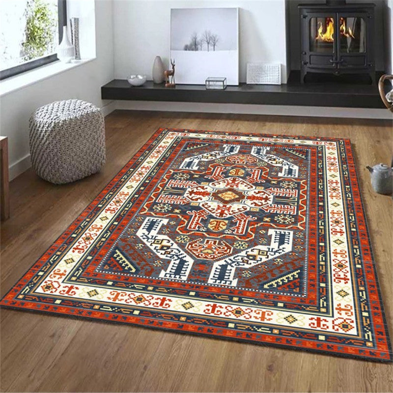 Exotic Geometric Patterned Rug Multicolored Moroccan Rug Polypropylene Stain Resistant Non-Slip Backing Machine Washable Carpet for Room