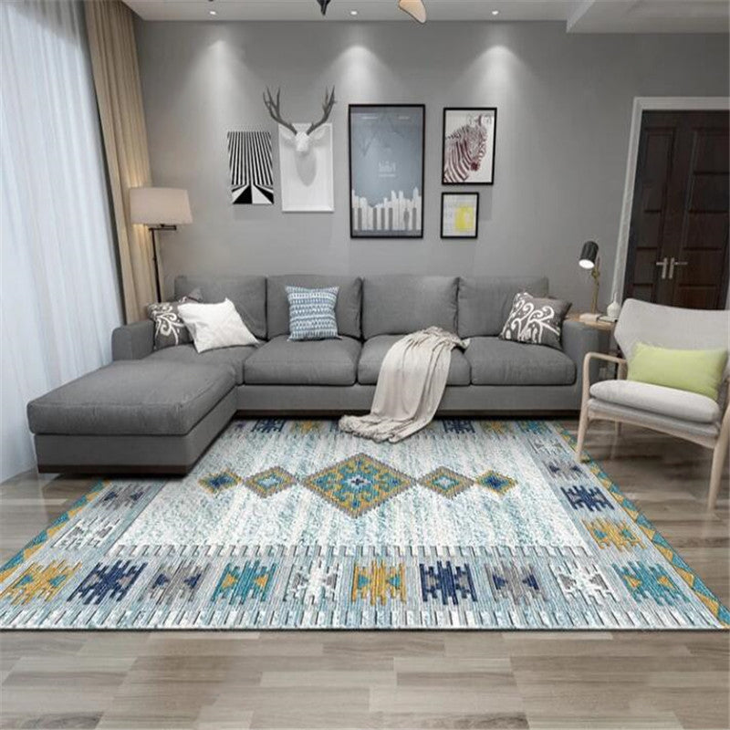 Exotic Geometric Patterned Rug Multicolored Moroccan Rug Polypropylene Stain Resistant Non-Slip Backing Machine Washable Carpet for Room