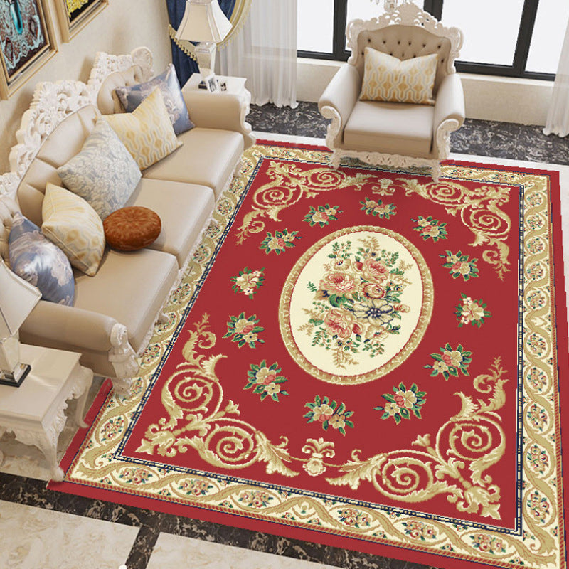 Fancy Chinoiserie Rug Multi Color Floral Area Carpet Non-Slip Backing Stain Resistant Pet Friendly Rug for Living Room