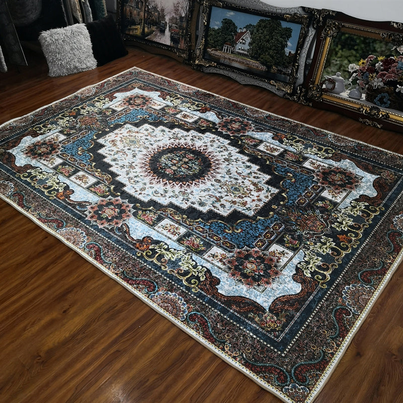 Tappeto per interni glam tappeto con stampato floreale multi colore.