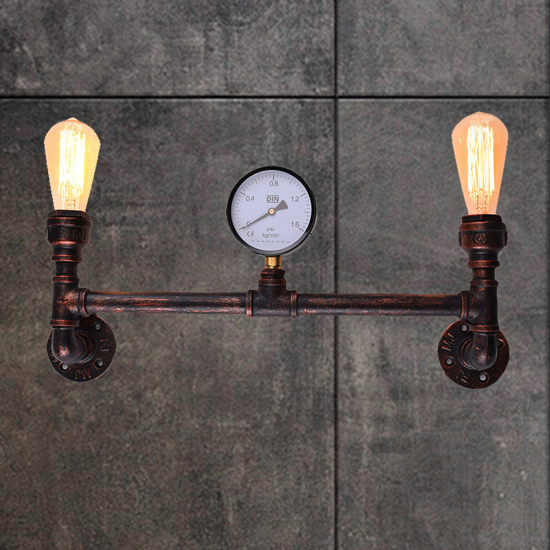 Tipada de pared de medidas de presión de 2 luces Ligera de cobre de cobre de cobre industrial para interiores, 20.5 "/21.5" de ancho
