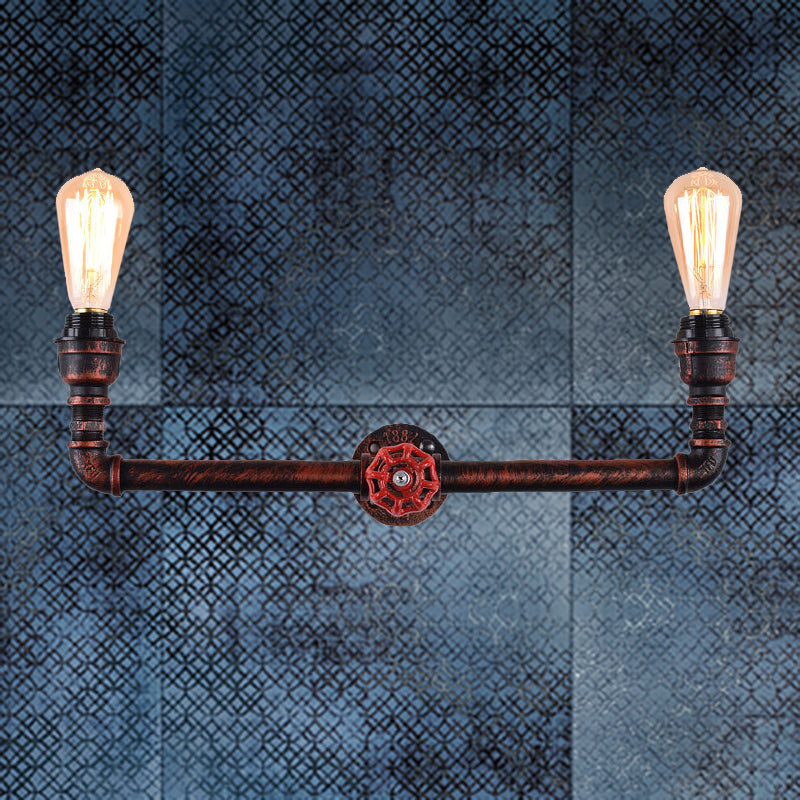 Tipada de pared de medidas de presión de 2 luces Ligera de cobre de cobre de cobre industrial para interiores, 20.5 "/21.5" de ancho