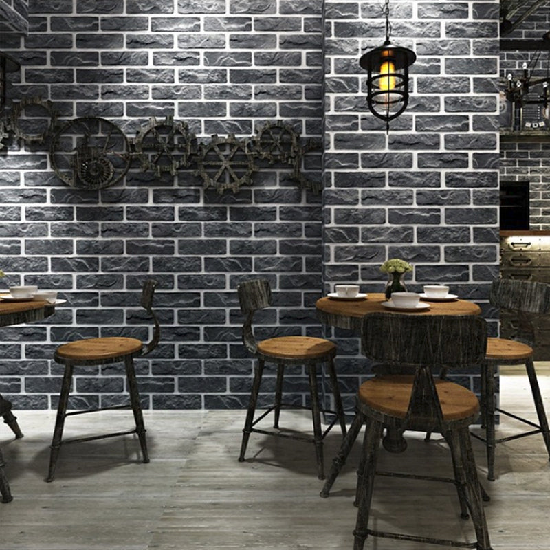 Faux Brick Wallpaper Roll voor Bar Decoratie 3D Effect Wall Art in donkere kleur, vlekbestendig