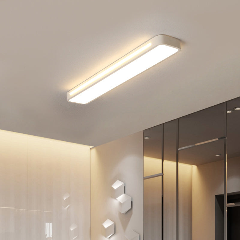 Rectangle Flush Mount Light Modern Metal LED White Ceiling Mount Lamp with Acrylic Diffuser in White/Warm Light, 19"/23"/31" Wide