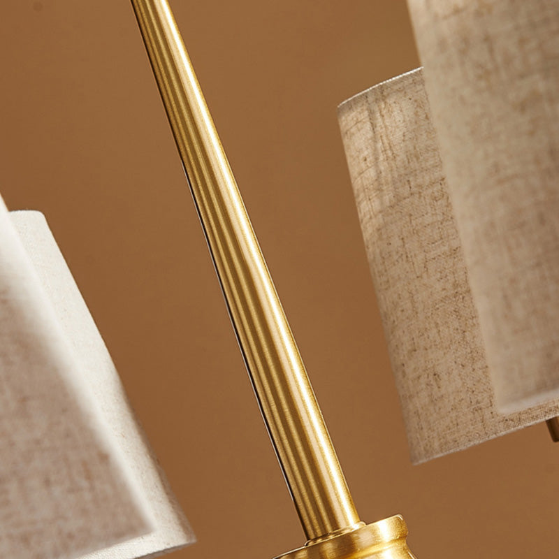 Empire Shade Chandelier Light Simplicity Fabric Living Room Pendant Light Fixture in Gold