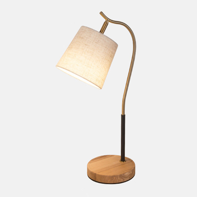 Fassförmige Nachttisch -Lampen -Stoff 1 Glühbirnen -Tischlicht mit Schwanenhalsarm
