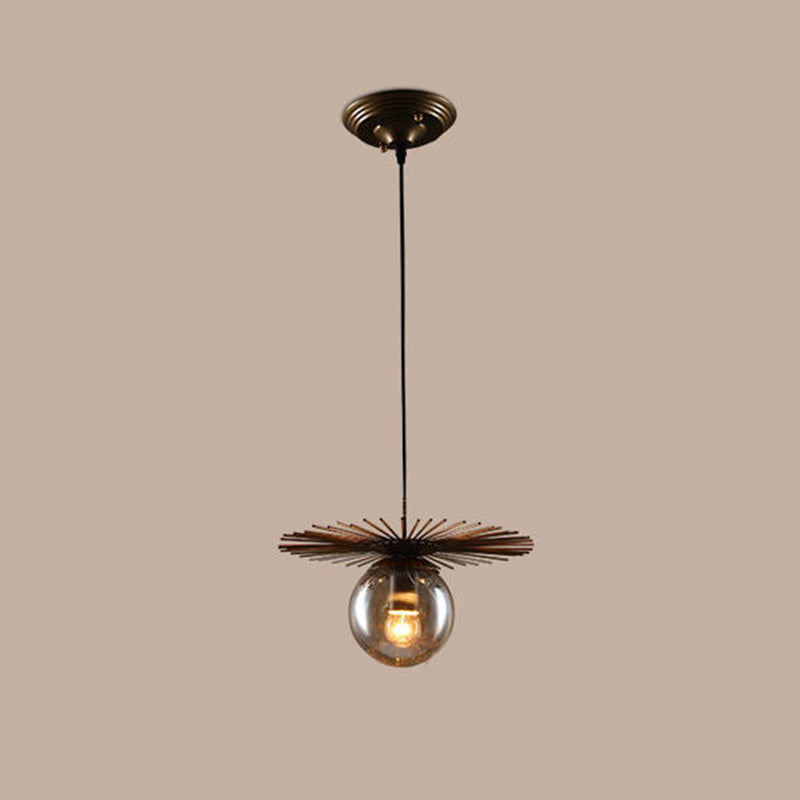 Flat Suspension Light Contemporary Iron Single-Bulb Restaurant Pendant Light Fixture in Rust