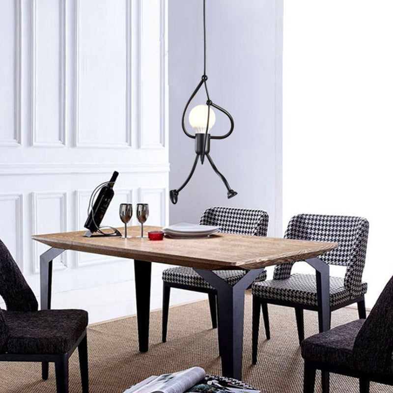 Climbing Man Iron Ceiling Light Decorative Single-Bulb Black Hanging Pendant Light