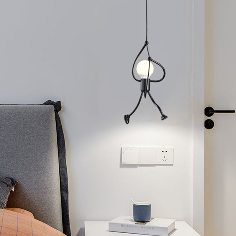 Climbing Man Iron Ceiling Light Decorative Single-Bulb Black Hanging Pendant Light