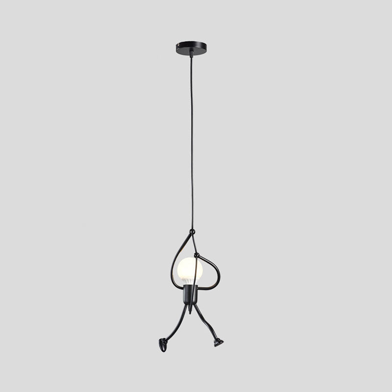 Climbing Man Iron Ceiling Light Decorative Single-Bulb Black Hanging Pendant Light