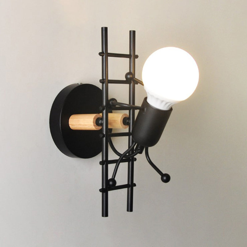 Climbing Stair Man Bedroom Wall Sconce Iron 1-Light Decorative Wall Lighting Fixture