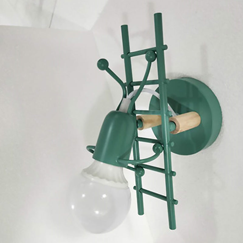 Climbing Stair Man Bedroom Wall Sconce Iron 1-Light Decorative Wall Lighting Fixture