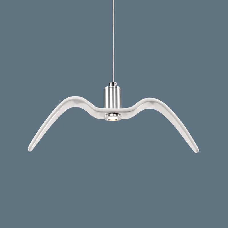 Resin Seagull Suspension Lighting Artistic Single-Bulb Pendant Ceiling Light for Restaurant