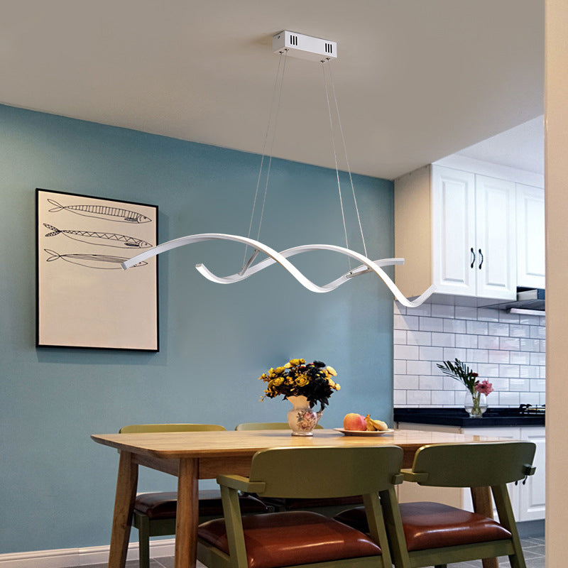 Twisted Line Dining Room LED Hanging Light Aluminium Simplicity Island Chandelier Light