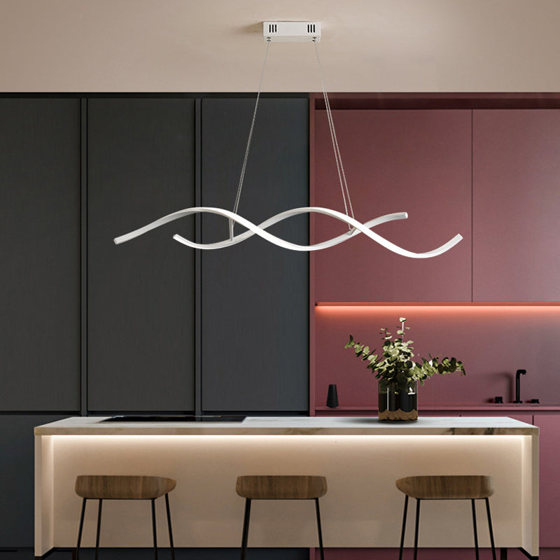 Twisted Line Dining Room LED Hanging Light Aluminium Simplicity Island Chandelier Light