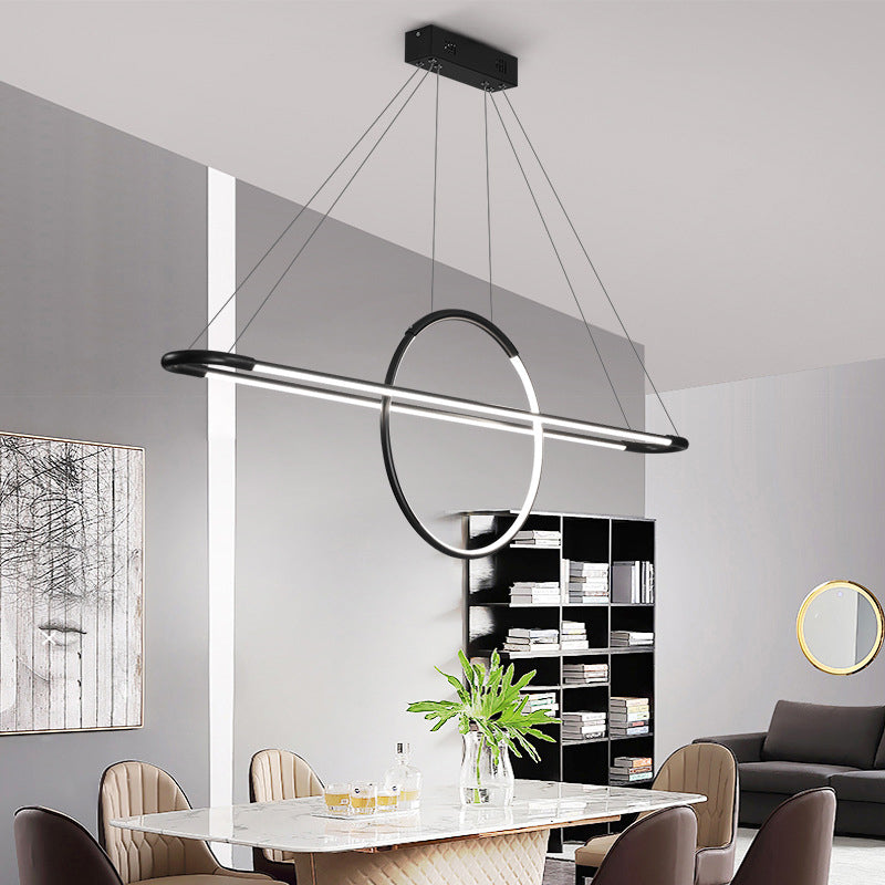 Artistic Geometric Shaped Island Light Fixture Metal Dining Room LED Ceiling Pendant Light